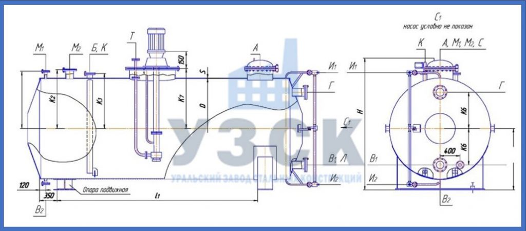 Чертеж емкости ГКК в Уссурийске